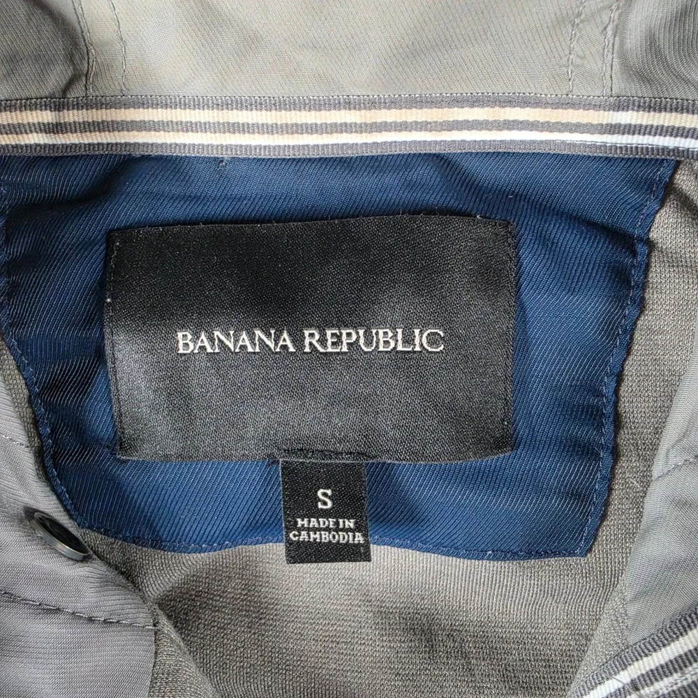 Banana Republic Mixed Media Jacket‎ Mens Small Grey Hooded Full Zip Utility